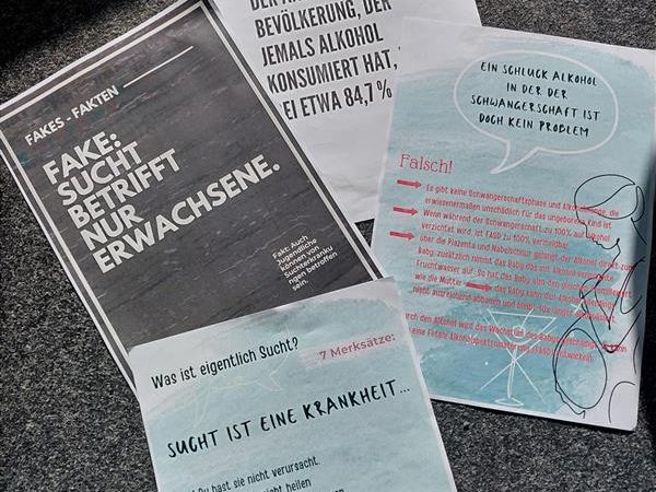 Infoflyer zu Sucht und Sucht in Familien, während der Schwangerschaft etc.